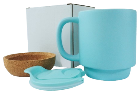 Coloured Sublimation Mug with Lid and Cork Base
